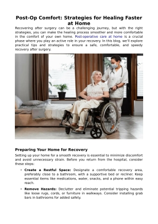 post op comfort strategies for healing faster
