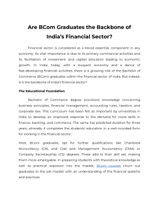 Are BCom Graduates the Backbone of India’s Financial Sector