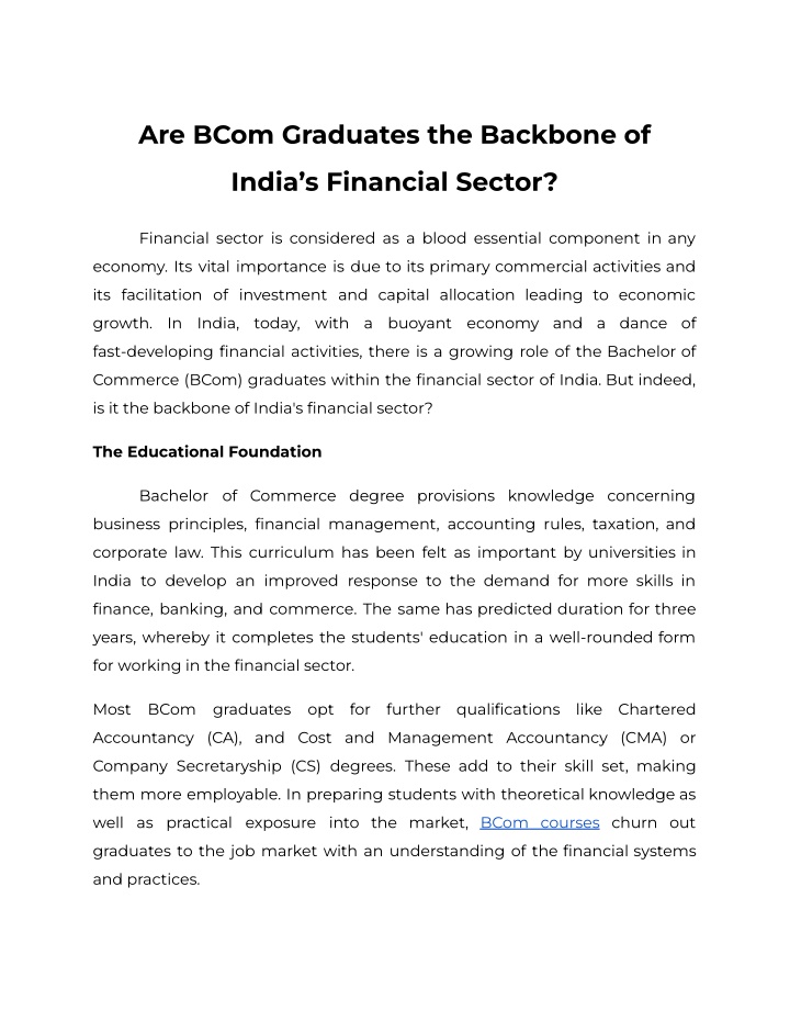 are bcom graduates the backbone of