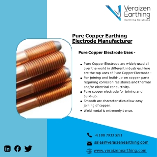 Pure Copper Earthing Electrode | Copper Bonded Threaded Electrode | Verazien