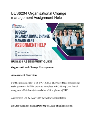 BUS6204 Organisational Change management Assignment Help