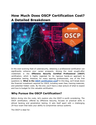 how much does oscp certification cost a detailed