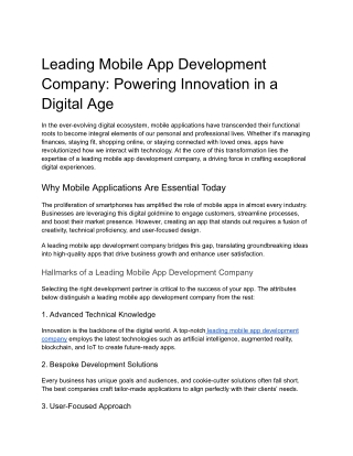 leading mobile app development company powering