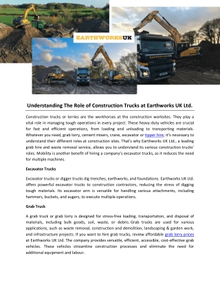 Understanding The Role of Construction Trucks at Earthworks UK Ltd. - Doc