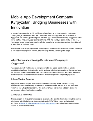 mobile app development company kyrgyzstan