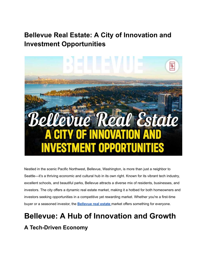 bellevue real estate a city of innovation