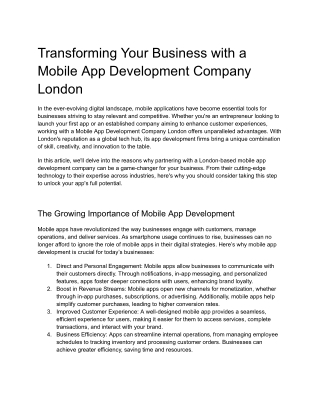 transforming your business with a mobile