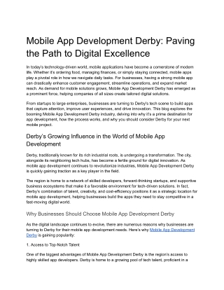 mobile app development derby paving the path