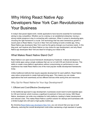 React Native app developers New York