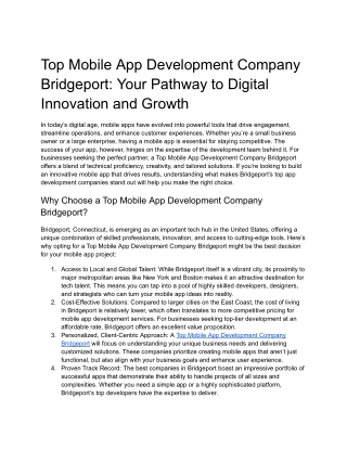 Top Mobile App Development Company in Bridgeport
