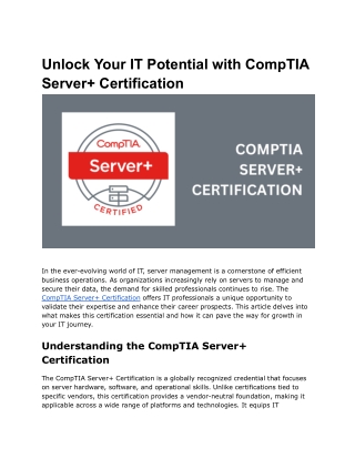 Unlock Your IT Potential with CompTIA Server  Certification