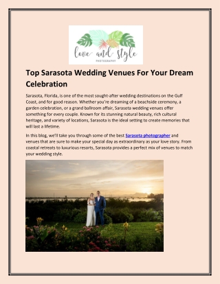 Top Sarasota Wedding Venues For Your Dream Celebration