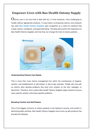 Empower Lives with Bao Health Ostomy Supply
