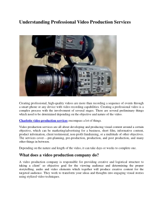 understanding professional video production