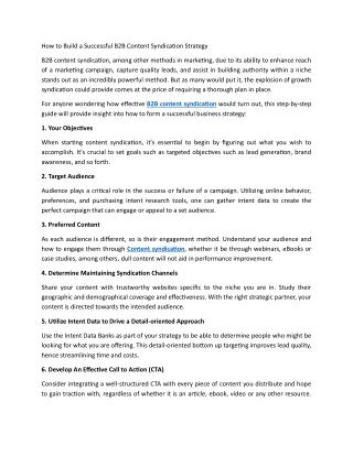 How to Build a Successful B2B Content Syndication Strategy