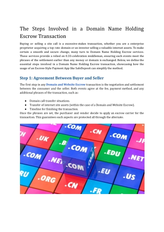 the steps involved in a domain name holding