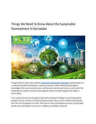 Things We Need To Know About the Sustainable Development In Karnataka