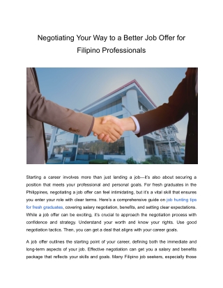 negotiating your way to a better job offer for