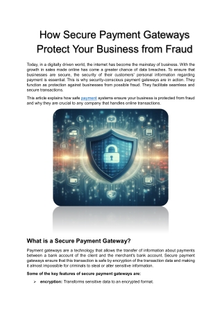 how secure payment gateways protect your business