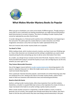 What Makes Murder Mystery Books So Popular