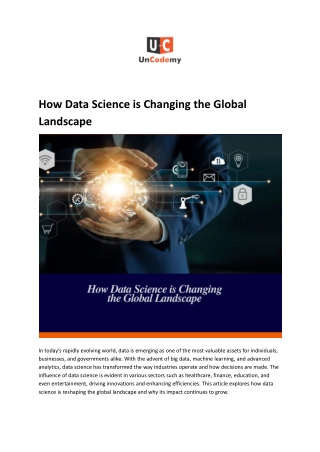 How Data Science is Changing the Global Landscape