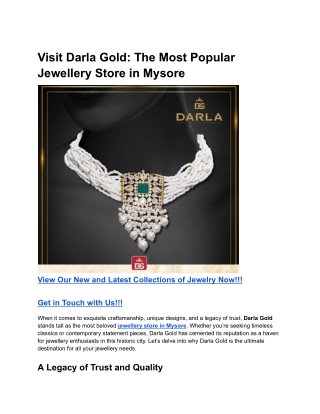 Visit Darla Gold_ The Most Popular Jewellery Store in Mysore