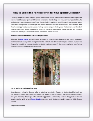 How to Select the Perfect Florist for Your Special Occasion?