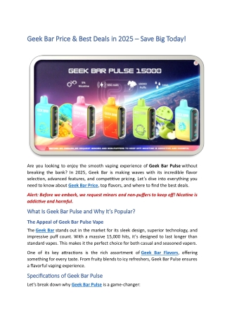 Geek Bar Price & Best Deals in 2025 – Save Big Today!