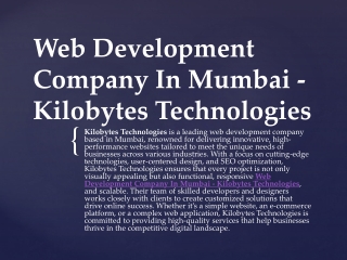 Website Development Company In Mumbai - Kilobytes Technologies