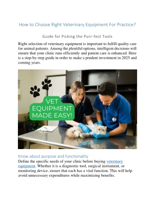 How to Choose Right Veterinary Equipment For Practice