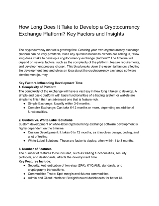 how long does it take to develop a cryptocurrency