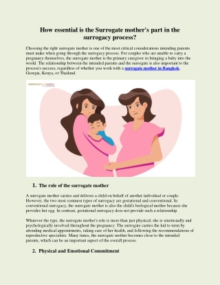 How essential is the Surrogate mother's part in the surrogacy process