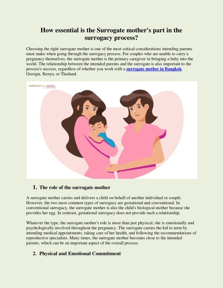 how essential is the surrogate mother s part