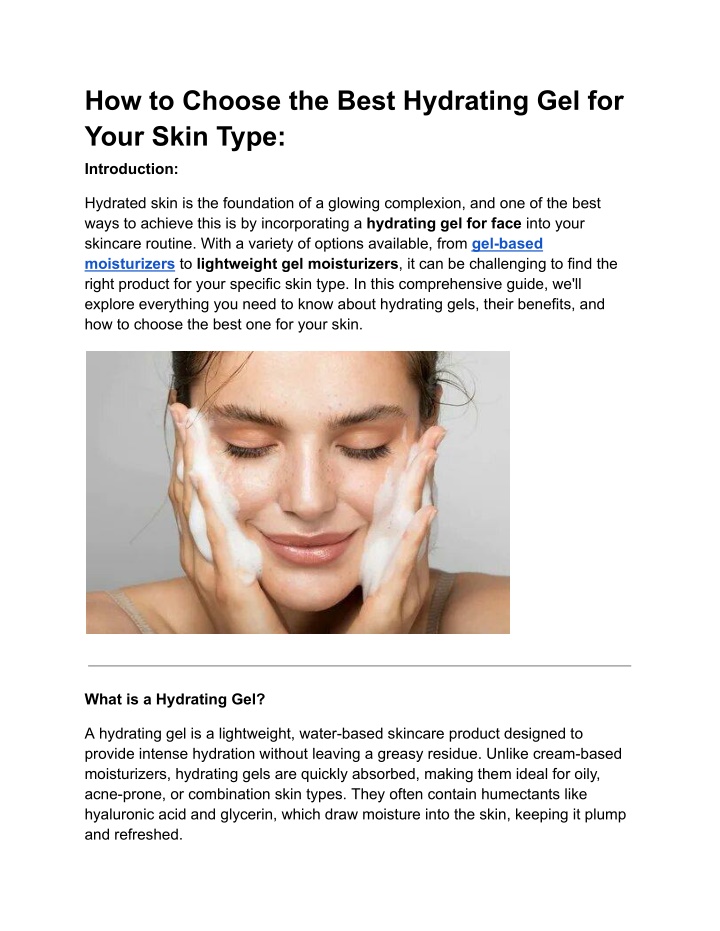 how to choose the best hydrating gel for your