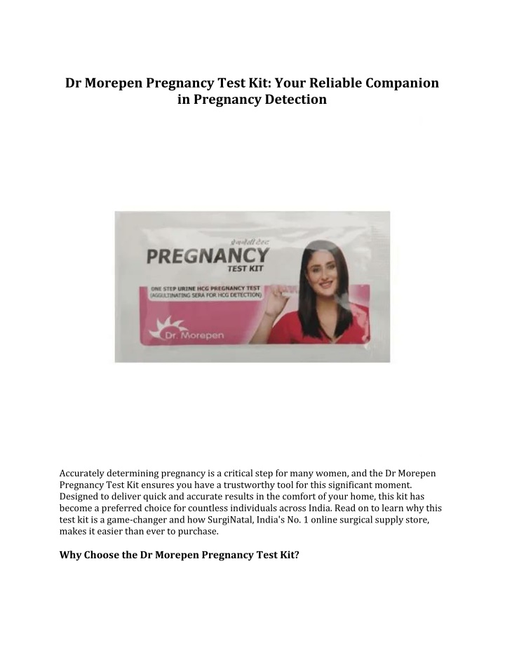 dr morepen pregnancy test kit your reliable