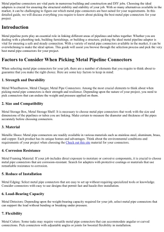 metal pipeline connectors are vital parts