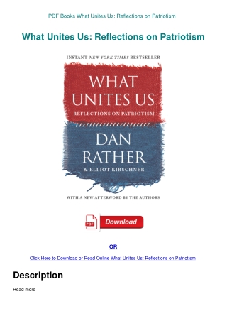 PDF Books What Unites Us Reflections on Patriotism