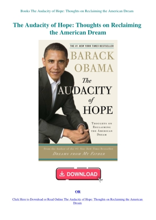 Books The Audacity of Hope Thoughts on Reclaiming the American Dream