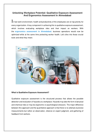 Unlocking Workplace Potential, Qualitative Exposure Assessment And Ergonomics Assessment In Ahmedabad