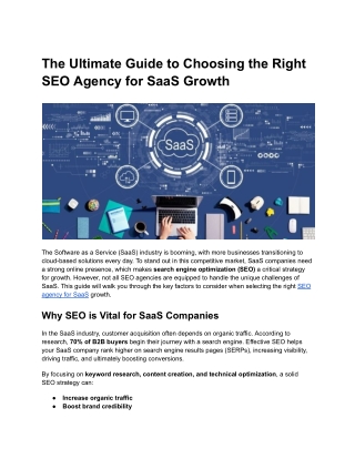 The Ultimate Guide to Choosing the Right SEO Agency for SaaS Growth