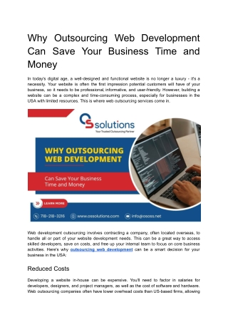 Why Outsourcing Web Development Can Save Your Business Time and Money