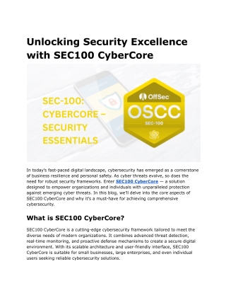 unlocking security excellence with sec100