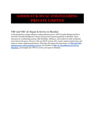 VRF And VRV AC Repair & Service in Mumbai