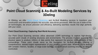 Point Cloud Scanning & As-Built Modeling Services by 3Deling
