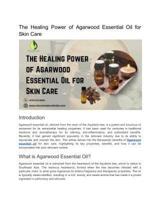 The Healing Power of Agarwood Essential Oil for Skin Care