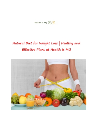 Natural Diet for Weight Loss Healthy and Effective Plans at Health Is MG
