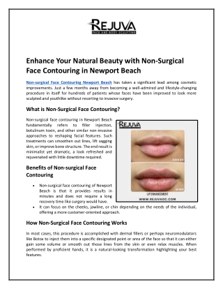 Enhance Your Natural Beauty with Non-Surgical Face Contouring in Newport Beach