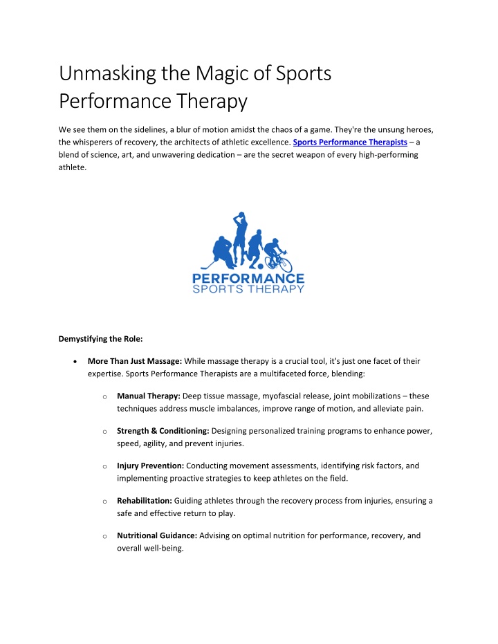 unmasking the magic of sports performance therapy