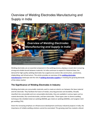 Overview of Welding Electrodes Manufacturing and Supply in India