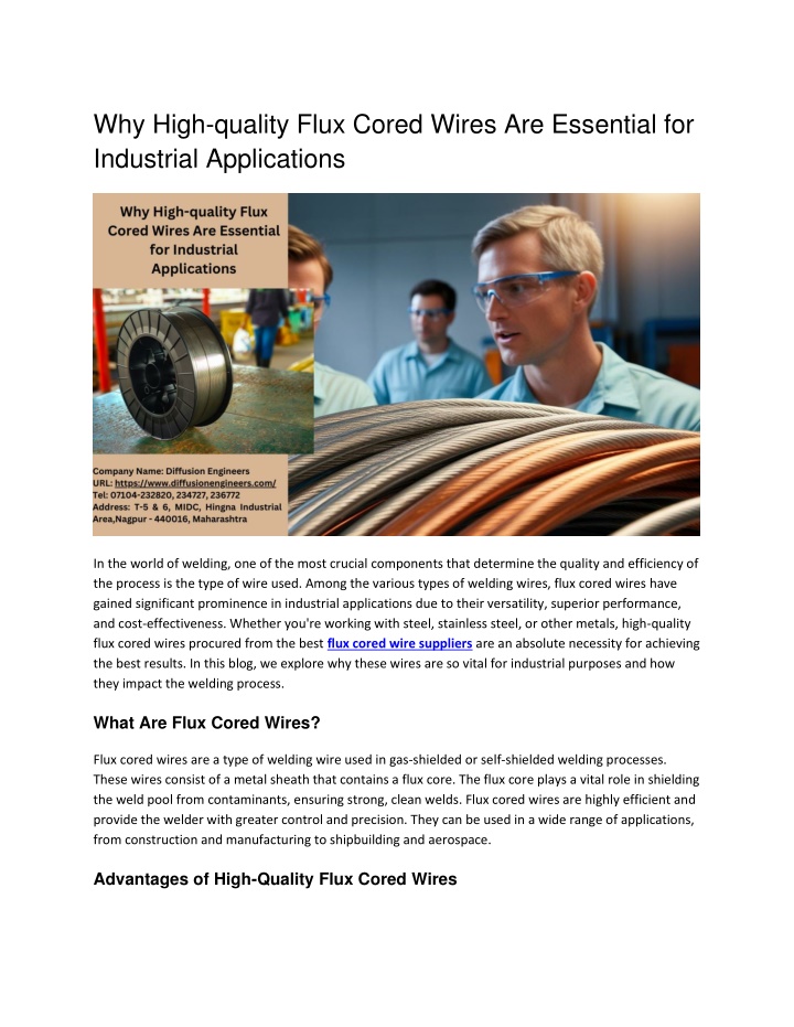 why high quality flux cored wires are essential